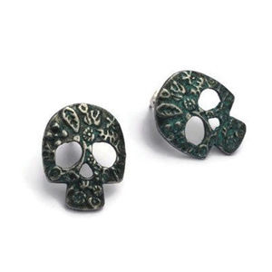 Patina Sugar Skull Earrings, Cut-out skull head